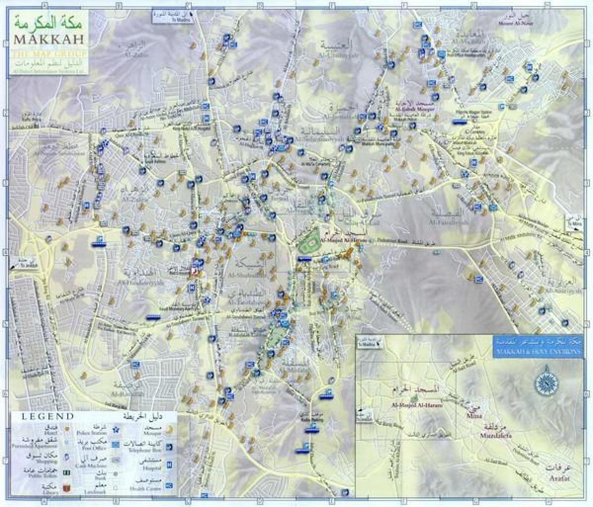 hartës së rrugëve të qytetit Mekë